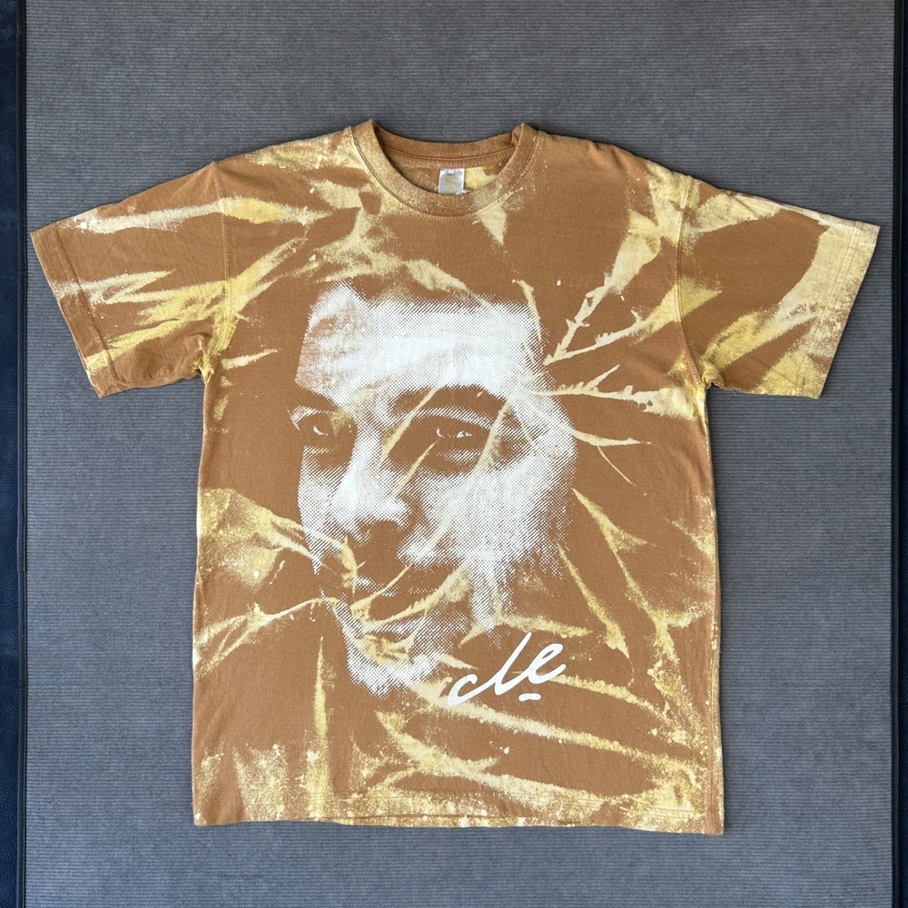 Che Guevara Vintage Graphic y2k T-Shirt Brown Bleach Tie Dye Halftone Face L